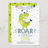 ROAR Green Dinosaur eerste verjaardag Kaart (Voorkant / Achterkant)
