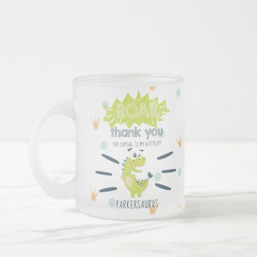 ROAR Green Dinosaur Verjaardagsgunst Gepersonalise Matglas Koffiemok (Links)