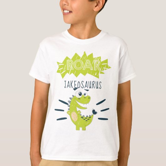 ROAR Green Gepersonaliseerde Dinosaurusverjaardag T-shirt (Voorkant)