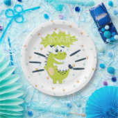 ROAR groen Dinosaurus Verjaardagspapier Bord (Feest)