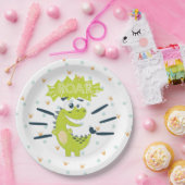 ROAR groen Dinosaurus Verjaardagspapier Bord (Feest)