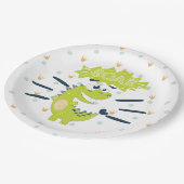 ROAR groen Dinosaurus Verjaardagspapier Bord (Gekanteld)