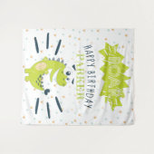 ROAR Groene Dinosaur Happy Birthday Persoonlijk Wandkleed (Voorkant (horizontaal))