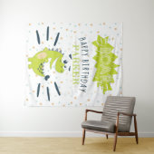 ROAR Groene Dinosaur Happy Birthday Persoonlijk Wandkleed (In Situ (horizontaal))