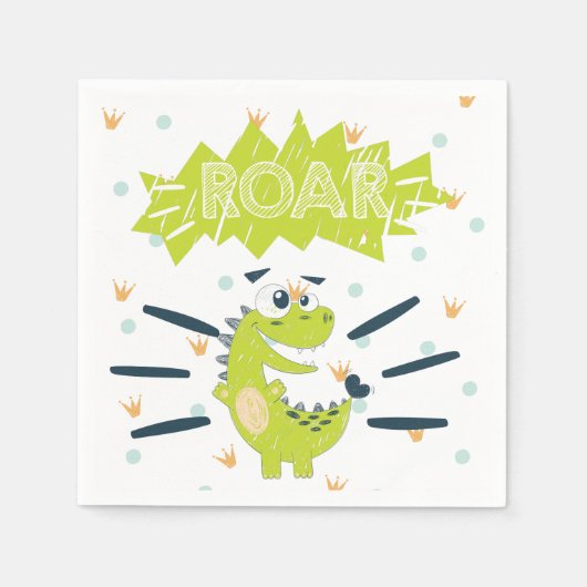 ROAR Groene Dinosaurus Verjaardag Servet (Voorkant)