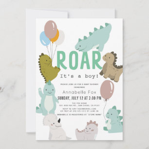 Roar Het is een Baby shower van een jongen Dinosau Kaart
