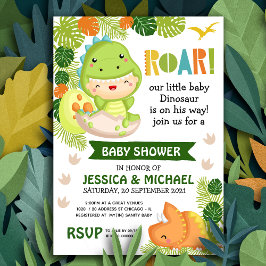 Roar Het is een Dinosaur Baby shower Uitnodiging