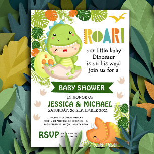 Roar Het is een Dinosaur Baby shower Uitnodiging