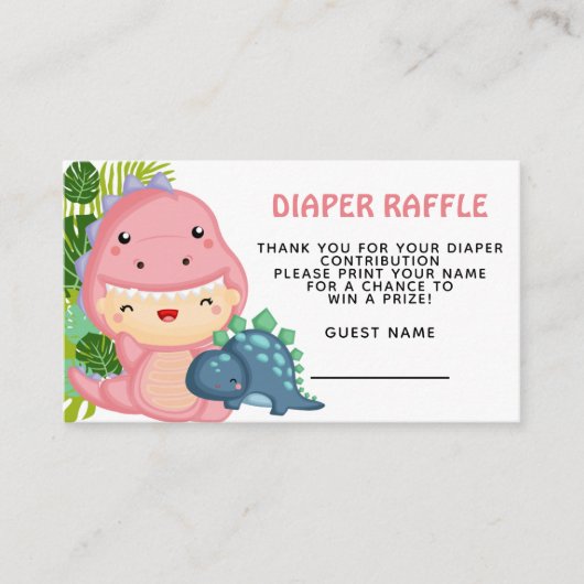 Roar Het is een Dinosaur Girl Baby shower Informatiekaartje (Voorkant)