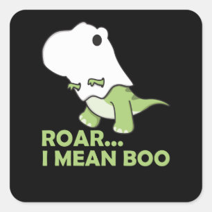 Roar I Mean Boo Cute Kawaii Halloween T-Rex Ghost Vierkante Sticker