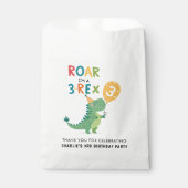 Roar Ik ben een 3-Rex Kinder derde verjaardag part Bedankzakje (Voorkant)