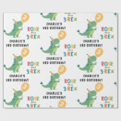 Roar Ik ben een 3-Rex Kinder derde verjaardag part Cadeaupapier (Vlak)