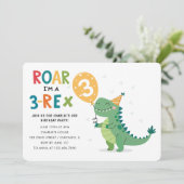 Roar Ik ben een 3-Rex Kinder derde verjaardag part Kaart (Staand voorkant)