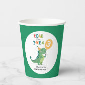 Roar Ik ben een 3-Rex Kinder derde verjaardag part Papieren Bekers (Voorkant)