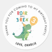 Roar ik ben een 3-Rex Kinder derde verjaardag Ronde Sticker (Voorkant)