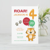 Roar ik ben Vier Tiger CIrcus Zoo Vierde verjaarda Kaart (Staand voorkant)