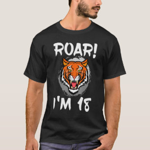Roar I'm 18 Tiger Animal Thmed Birthday Party Cel T-shirt
