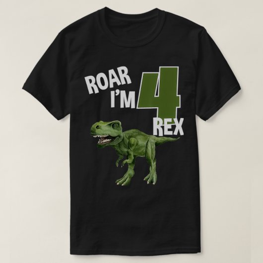 Roar I'm 4 TRe Dinosaurs Birthday Party 4 T-shirt (Design voorkant)