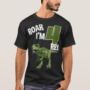 Roar I'm 4 TRe Dinosaurs Birthday Party 4 T-shirt
