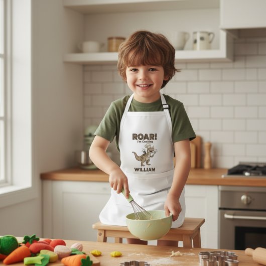 ROAR! I'm Cooking Funny Dinosaur Chef Kid's Apron Kinder Schort