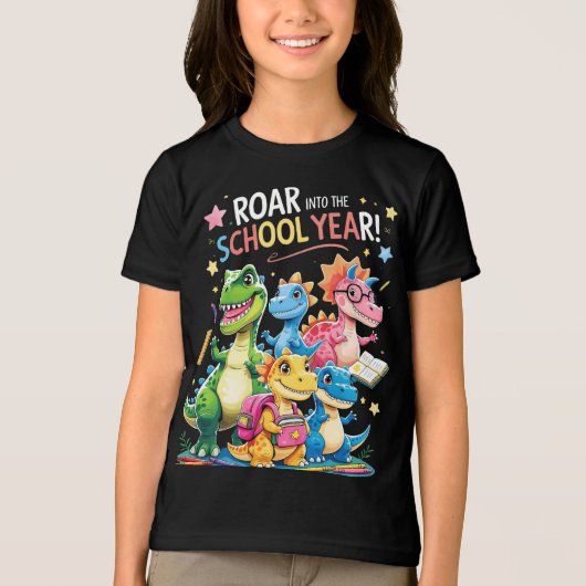 Roar in het schooljaar - Schattigee dinosaurus Ter Tri-Blend Shirt (Voorkant)