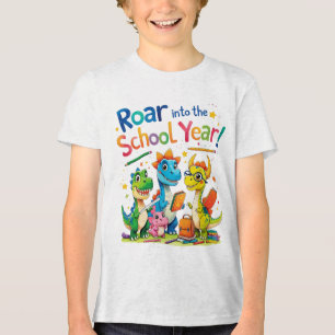 Roar in het schooljaar - Schattigee dinosaurus Ter Tri-Blend Shirt