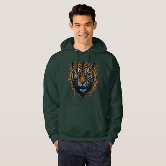 Roar in Rainbow: een veelkleurige tijger Hoodie (Voorkant volledig)