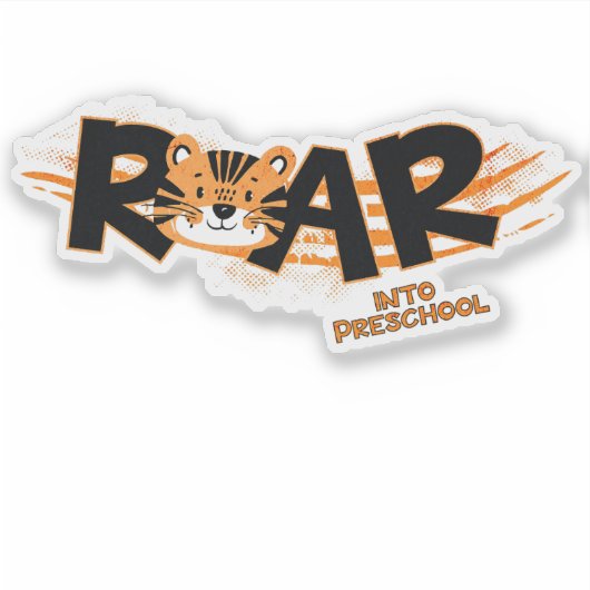 Roar Into Preschool Tiger  Sticker (Voorkant)