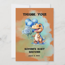 Roar is een Boy T-Rex dinosaurus Baby shower Bedankkaart