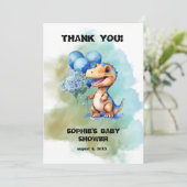 Roar is een Boy T-Rex dinosaurus Baby shower Bedankkaart (Staand voorkant)