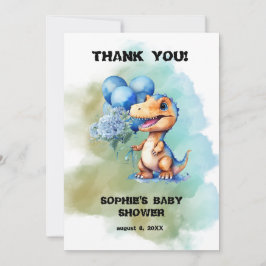 Roar is een Boy T-Rex dinosaurus Baby shower Bedankkaart