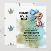 Roar is een Boy T-Rex dinosaurus Baby shower Kaart (Voorkant / Achterkant)