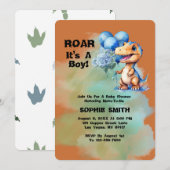 Roar is een Boy T-Rex dinosaurus Baby shower Kaart (Voorkant / Achterkant)