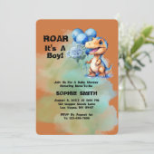 Roar is een Boy T-Rex dinosaurus Baby shower Kaart (Staand voorkant)