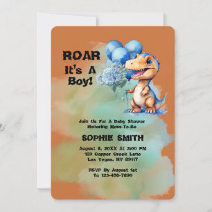 Roar is een Boy T-Rex dinosaurus Baby shower Kaart