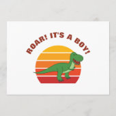 Roar It A Boy Baby shower Retro Sunset Dinosaur Advieskaart (Achterkant)