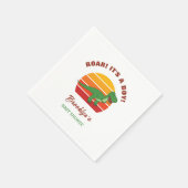Roar It A Boy Dinosaur Baby shower Retro Sunset Servet (Hoek)