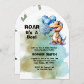 Roar It A Boy T-Rex Dinosaur Baby shower Arch Kaart (Voorkant / Achterkant)