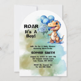 Roar It A Boy T-Rex Dinosaur Baby shower Arch Kaart