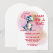 Roar It's A Girl T-Rex Baby Dinosaur Pink Kaart (Voorkant / Achterkant)