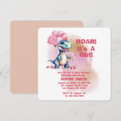 Roar It's A Girl T-Rex Baby Dinosaur Pink Kaart (Voorkant / Achterkant)