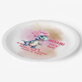 Roar It's A Girl T-Rex Baby Dinosaur Pink Papieren Bordje (Gekanteld)