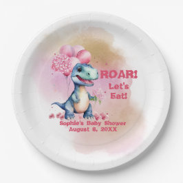 Roar It's A Girl T-Rex Baby Dinosaur Pink Papieren Bordje