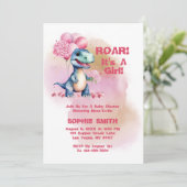 Roar It's A Girl T-Rex Baby Dinosaurus Kaart (Staand voorkant)