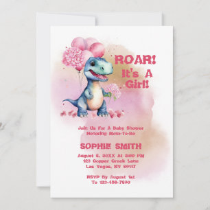 Roar It's A Girl T-Rex Baby Dinosaurus Kaart