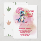 Roar It's A Girl T-Rex Baby Dinosaurus Kaart (Voorkant / Achterkant)