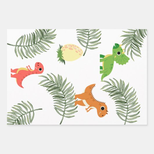 Roar kleur: prachtige dinosaurus verjaardag inpakpapier vel (Voorkant 3)