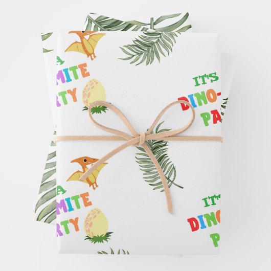 Roar kleur: prachtige dinosaurus verjaardag inpakpapier vel (In situ)