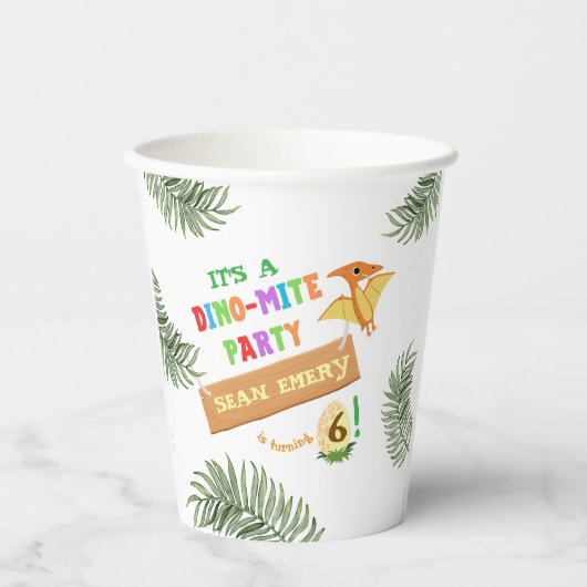 Roar kleur: prachtige dinosaurus verjaardag papieren bekers (Voorkant)