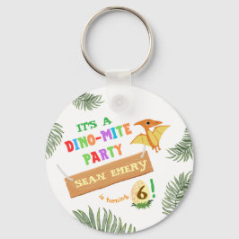 Roar kleur: prachtige dinosaurus verjaardag sleutelhanger